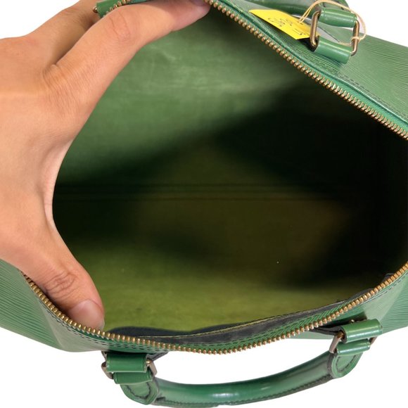 Authentic Louis Vuitton Satchel Bag Speedy 35 Green Epi Used LV Handbag Vintage - Picture 10 of 13